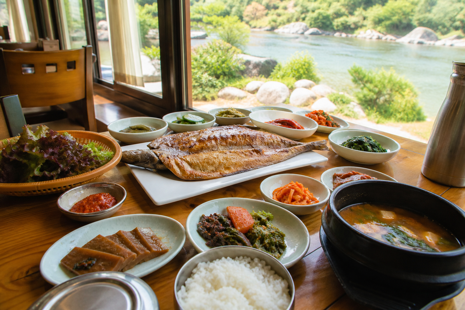 남한강이 보이는 양평 한정식 상차림